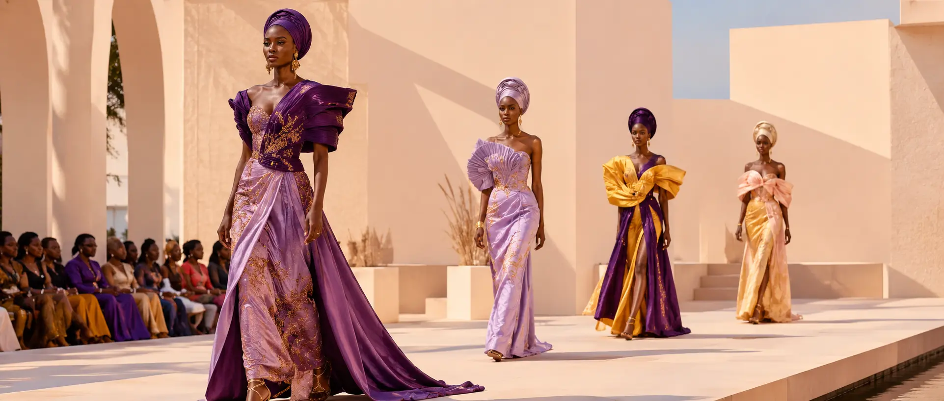 Models presenting contemporary African fashion on a runway