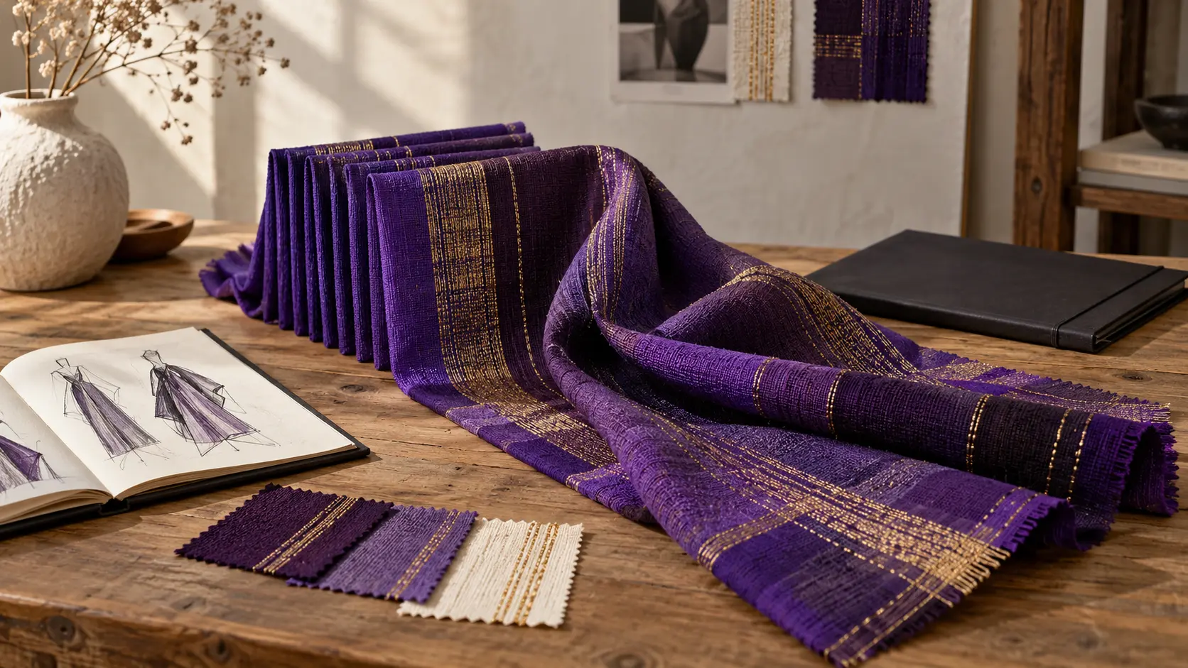 An artisan refining an embroidered Asoebi garment in a fashion studio